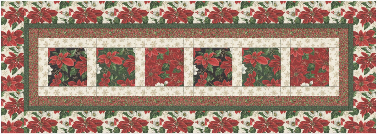 Sunflower Lane Poinsettia Swirl Table Runner Pattern - Digital Download