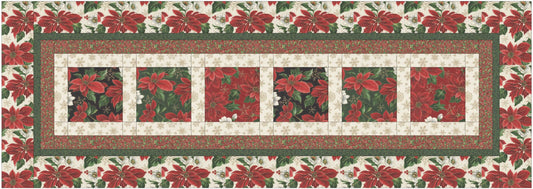 Sunflower Lane Poinsettia Swirl Table Runner Pattern - Digital Download