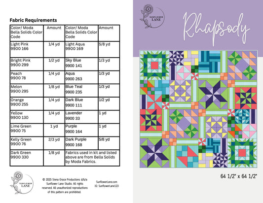 Sunflower Lane Rhapsody Quilt Pattern - Digital Download